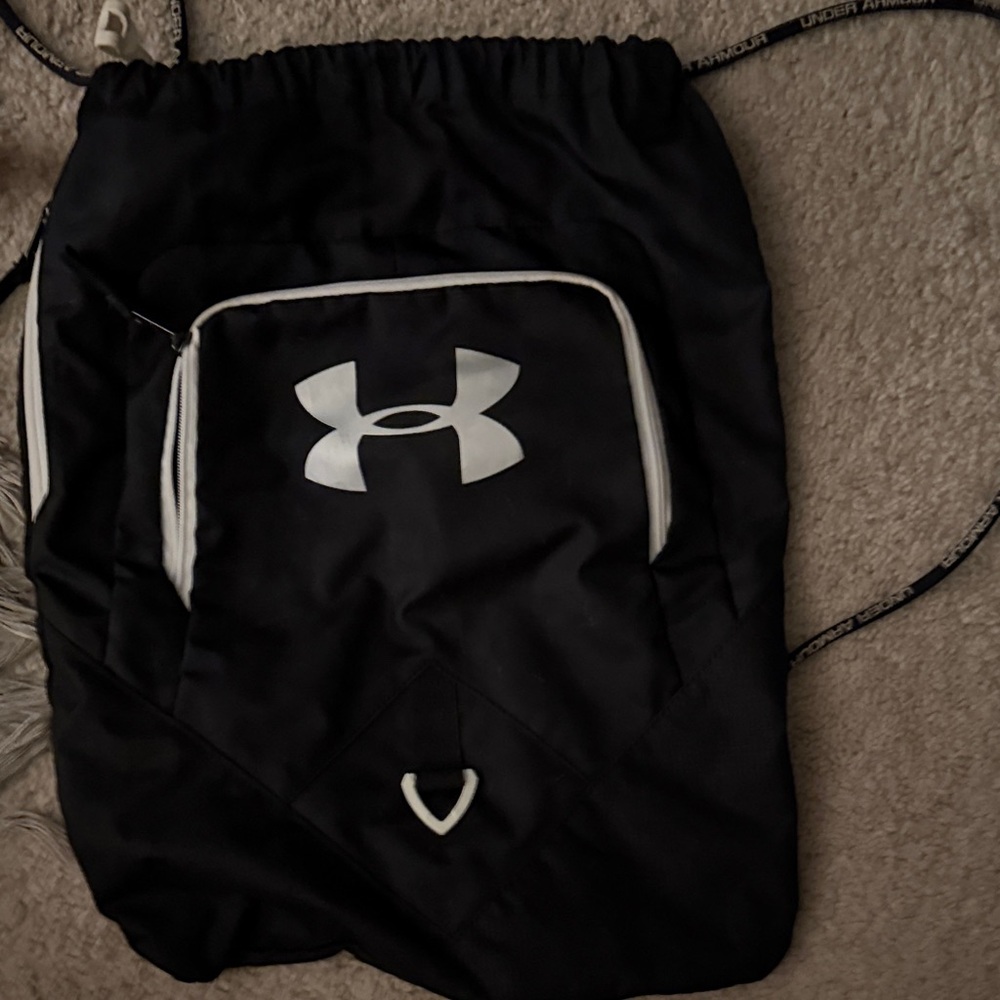 Under Armour Black and White Drawstring Bag
